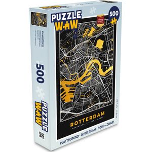Puzzel Plattegrond - Rotterdam - Goud - Zwart - Legpuzzel - Puzzel 500 stukjes - Stadskaart