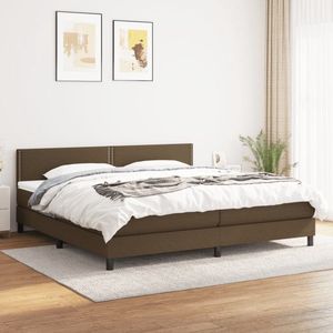 The Living Store Boxspringbed - Comfort - Bed - 203 x 200 x 78/88 cm - Donkerbruin - Stof (100% polyester) - Inclusief verstelbaar hoofdbord - pocketveringmatras - en huidvriendelijk topmatras