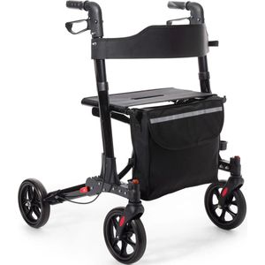 Rollator Plaza Lite Comfort - Lichtgewicht - Dubbel opvouwbaar - Soft banden - Zwart