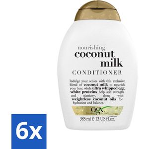 6 x OGX - Coconut Milk - Conditioner - Voedend - Herstel & Glans - 385 ml - Haar Conditioner - Kokos Conditioner - Voedende Conditioner - Glans Conditioner - Droog Haar