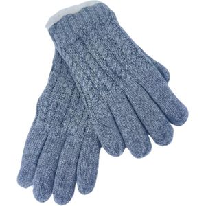 Winter Handschoenen - Dames - Verwarmde - Cashmere - Lichtgrijs met Wit