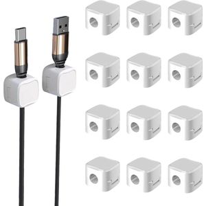 12-delige magnetische kabel organizer set met verstelbare kabelklemmen - zelfklevende houders - keuken en oplaadkabel - wit .
