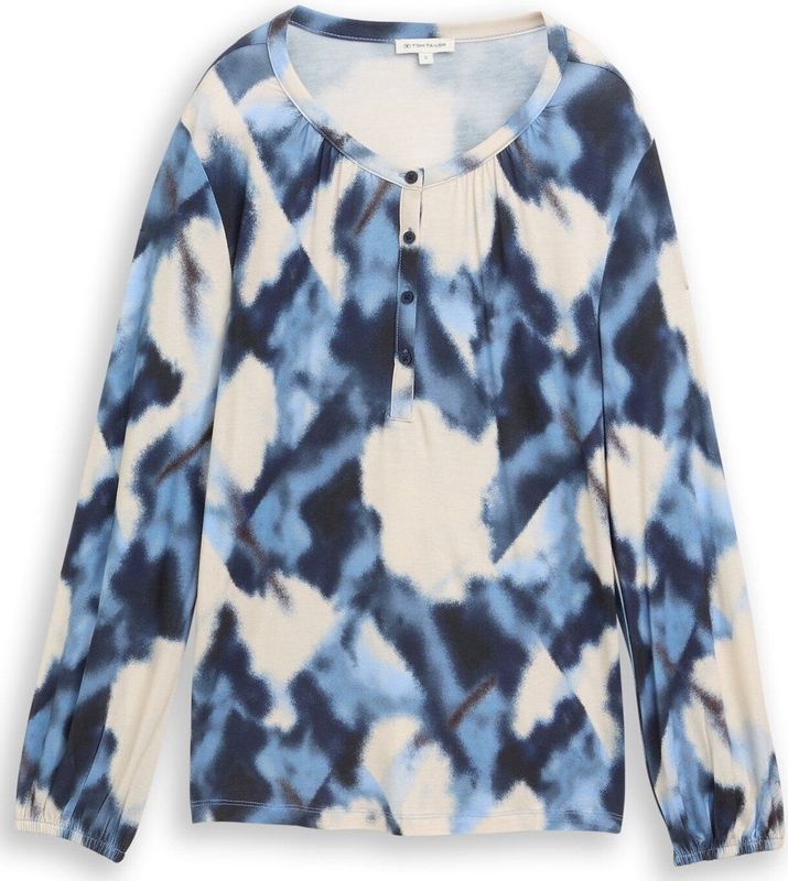 Tom Tailor - Blouse - Geruit - Longsleeve - Halve Knoopsluiting