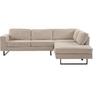 Hoekbank design Puckerto 290cm bank taupe velvet hoek loungebank rechts bankstel