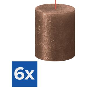Bolsius - Stompkaars Shimmer 80/68 Copper - Voordeelverpakking 6 stuks
