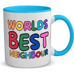 Akyol - world's best neighbour koffiemok - theemok - blauw - Buurman - beste buurman - verjaardagscadeau - kado - gift - 350 ML inhoud