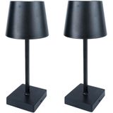 Benson - LED Tafellamp - Zwart - Oplaadbaar - 26 cm - Aanraaksensor - Aluminium