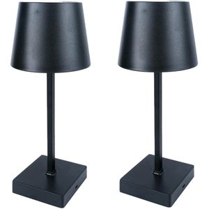 Benson LED tafellamp oplaadbaar - 2x - zwart - aanraaksensor - aluminium - 26 cm
