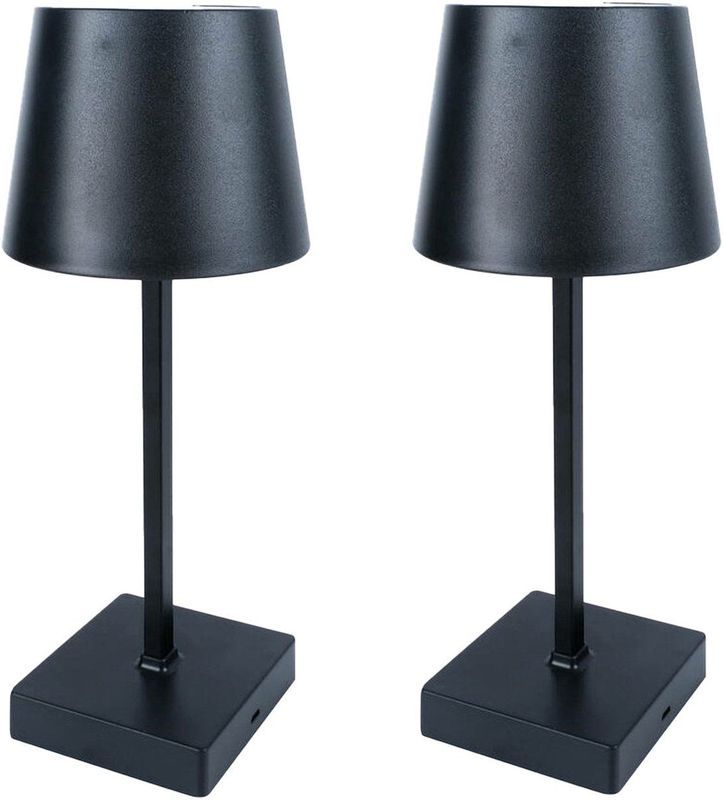 Benson - LED Tafellamp - Zwart - Oplaadbaar - 26 cm - Aanraaksensor - Aluminium