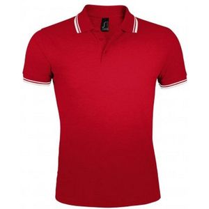 SOLS Heren Pasadena getipt korte mouw Pique Polo Shirt (Rood/Wit)