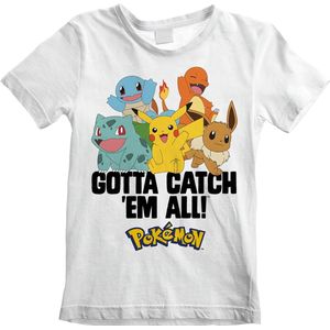 Pokémon Kids - Gotta Catch 'Em All Jongens & meisjes T-shirt - wit - 140