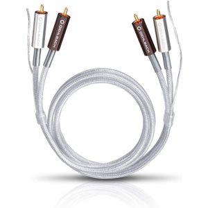 Eersteklas Stereo Phono RCA-kabel Set voor Platenspeler en Versterker - 2 m - Zilver
