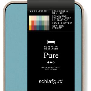 schlafgut Jersey Pure hoeslaken extra hoog - Eenpersoons XL - 180x200 - 200x220 467 Petrol Mid