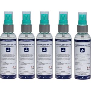 Handalcoholspray 70% - 100 ml met groene verstuiverdop - set van 5 Stuks
