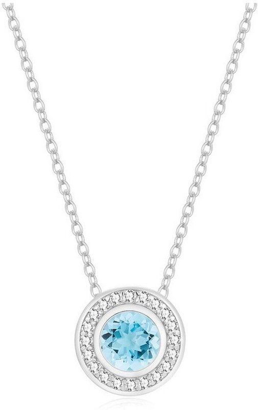 Quinn - Halsketting - Witgoud - 585/- 14 karaat - Blauwe topaas - Ø 5mm