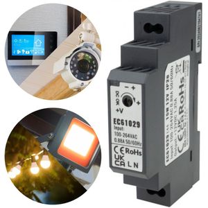 Voeding LED gemonteerd op rail DIN 15W 12V 1.25A 90,5x18x58,5 mm