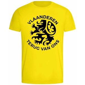 T-shirt 'Vlaanderen terug van ons' geel maat Medium