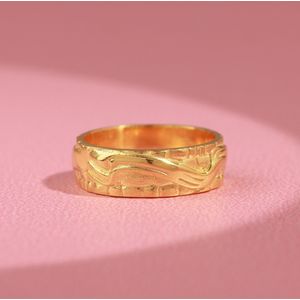 Creatie van Adam ring voor verloving, Renaissance kunst door Michelangelo artistieke ring voor belofte 14K Verguld