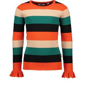 Moodstreet  Meisjes Trui Striped Knit Orange- Maat 86/92