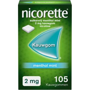 Nicorette Suikervrij Kauwgom Menthol Mint 2mg - 3 x 105 stuks