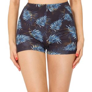 Merry Style Dames Leggings - Sport - Vrijetijdsbroek - Korte - Katoen - Marineblauw/blauwe bladeren - XS - MS-MS10-407-LE