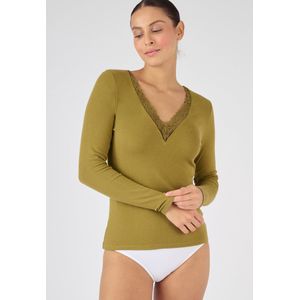 Damart - T-shirt kant met lange mouwen Thermolactyl Sensitive - Dames - Groen - 42-44 (M)