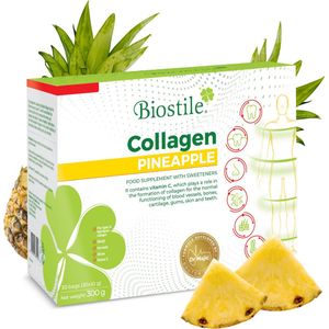 Biostile – Collageen Ananas – 5 Bronnen van Hehydrolyseerd Collageen – Vitamine C – 30 Zakjes
