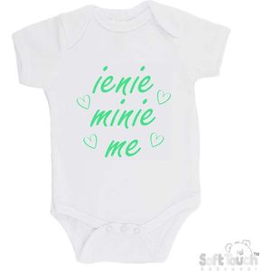 100% Katoenen Romper ""Ienie minie me"" Unisex Katoen Wit/mint Maat 56/62