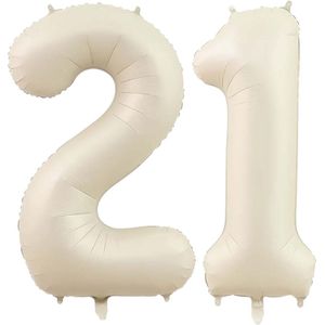 Cijfer Ballonnen Ballon Cijfer 21 Verjaardag Versiering Feest Helium Ballonnen Cijferballon Folieballon Wit Xl Formaat