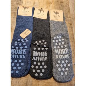 3 Paar - Alpaca Wollen Huissokken - Maat 44-47 - Wintersokken - Huissokken - Cadeau Artikel - Met Anti Slip Noppen