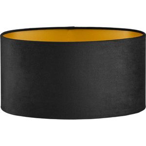 Lampenkap ovaal - 50x33x25cm - Alice velours zwart - gouden binnenkant
