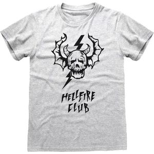 Stranger Things Heren Tshirt -S- Hellfire Skull Grijs