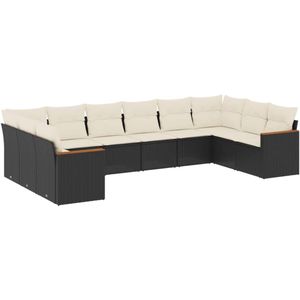 vidaXL Loungeset 10-delig - Poly rattan - Zwart Loungeset - Tuinset - PE-rattan - Outdoor Furniture - Tuinbank