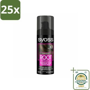 25 x SYOSS - Uitgroeispray Donker Bruin - Snelle Tussenoplossing voor Uitgroei - Grootverpakking - Uitgroeispray - Haarkleur - Haarkleurtechniek - Haarkleuring - Haarkleuring Tussenoplossing