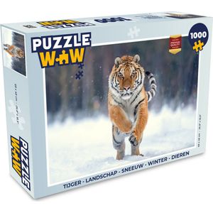 Puzzel Tijger - Landschap - Sneeuw - Winter - Dieren - Legpuzzel - Puzzel 1000 stukjes volwassenen