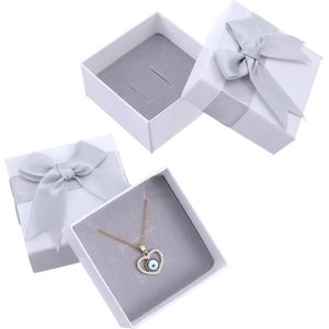 2 stuks kleine geschenkdozen 7 x 7 x 35 cm Kraft sieraden geschenkdoos met grijze strik-knoop ring oorbellen ketting geschenkdoos met deksel papieren dozen voor geschenken