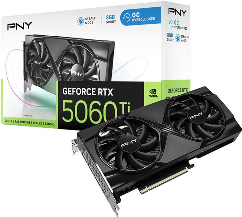 PNY - RTX5060 TI VERTO OC - Videokaart - Zwart - 8GB GDDR7