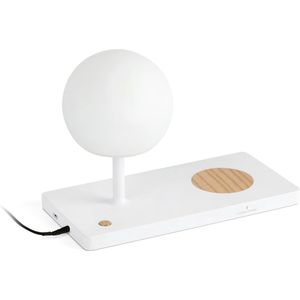 Faro Niko tafellamp - wit - met wireless telefoonoplader - 3-staps dim