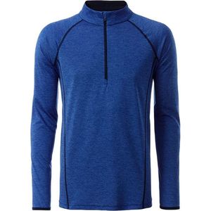 James and Nicholson Heren Sport Top met lange mouwen (Blauw gemêleerd/normaal)