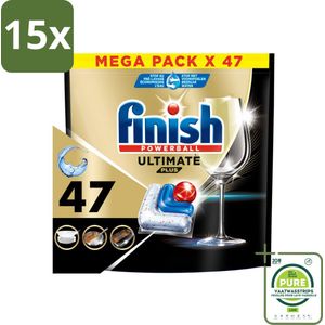 15 x Finish - Vaatwasmiddel - Ultimate Plus All in One Regular - Krachtige Alles-in-1 Reiniging - 47 capsules - Grootverpakking - Vaatwastablet - Vaatwasser Tabletten - Vaatwasser Reiniging - Vaatwasser Capsules - Alles-in-één Vaatwasmiddel