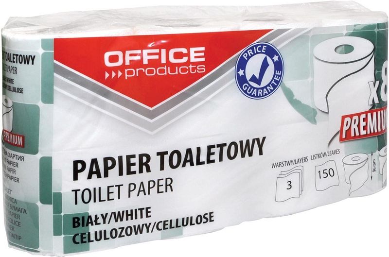 Toiletpapier 3-laags 64 rol (8 x 8 rollen) OFFICE Products Premium WC papier 100% cellulose, 150 vel per rol, 15 meter