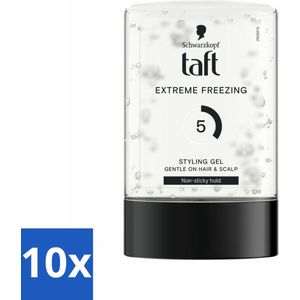 10 x Taft - Extreme freezing 5 - Styling Gel - Sterke hold - 300 ml - Bevriezende Hold - Krachtige Fixatie - Styling Gel - Kort Haar - Vegan Gel