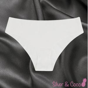 SilverAndCoco® - Naadloze String / Seamless Onderbroek Dames / Zacht Brazilian Slipje / Naadloos Stretch Ondergoed Vrouw / Strings Dames Lingerie Broekje Slip White - Wit / Small
