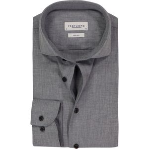 Profuomo - Overhemd - Grijs - Strijkvrij - Gemêleerd