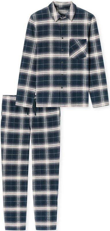 Schiesser - selected! Premium Warming - Flanellen Pyjama - Donkerblauw