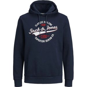 Jack & Jones - Heren Hoodies Jwh Logo Sweat Hood - Blauw - Maat S