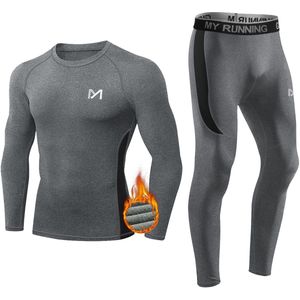 MEETHOO Thermo kleding set voor mannen en vrouwen - Thermo-ondergoed Heren Set -Grijs-L