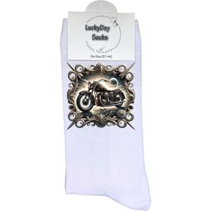 Motor - Opkikkertje - Biker - Spikes - Grappige sokken - Valentijn cadeau - Verjaardag - Geluk - Grappige sokken - Leuke sokken - Vrolijke sokken - Kleur - Kerst sokken - Vaderdag - Moederdag - Socks maken Happy - 37-44