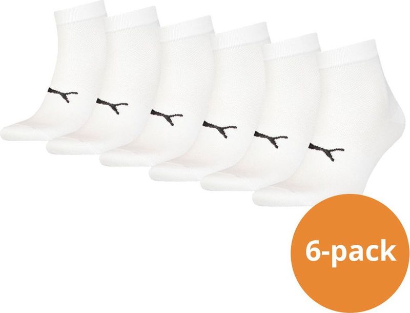 Puma - Sport Quartersokken Light - Wit - 6-pack