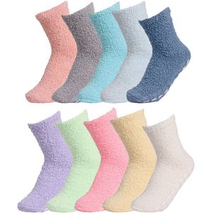 Huissokken - 10 Paar - Wintersokken - Thuissokken - Slaapsokken - Winterwarme sokken - Fleece Sokken - Dikke Sokken - Slofsokken - Warme Sokken - Bedsokken - Pluche Sokken - Comfortabele, zachte, warme, donzige, Slaap Warme Sokken